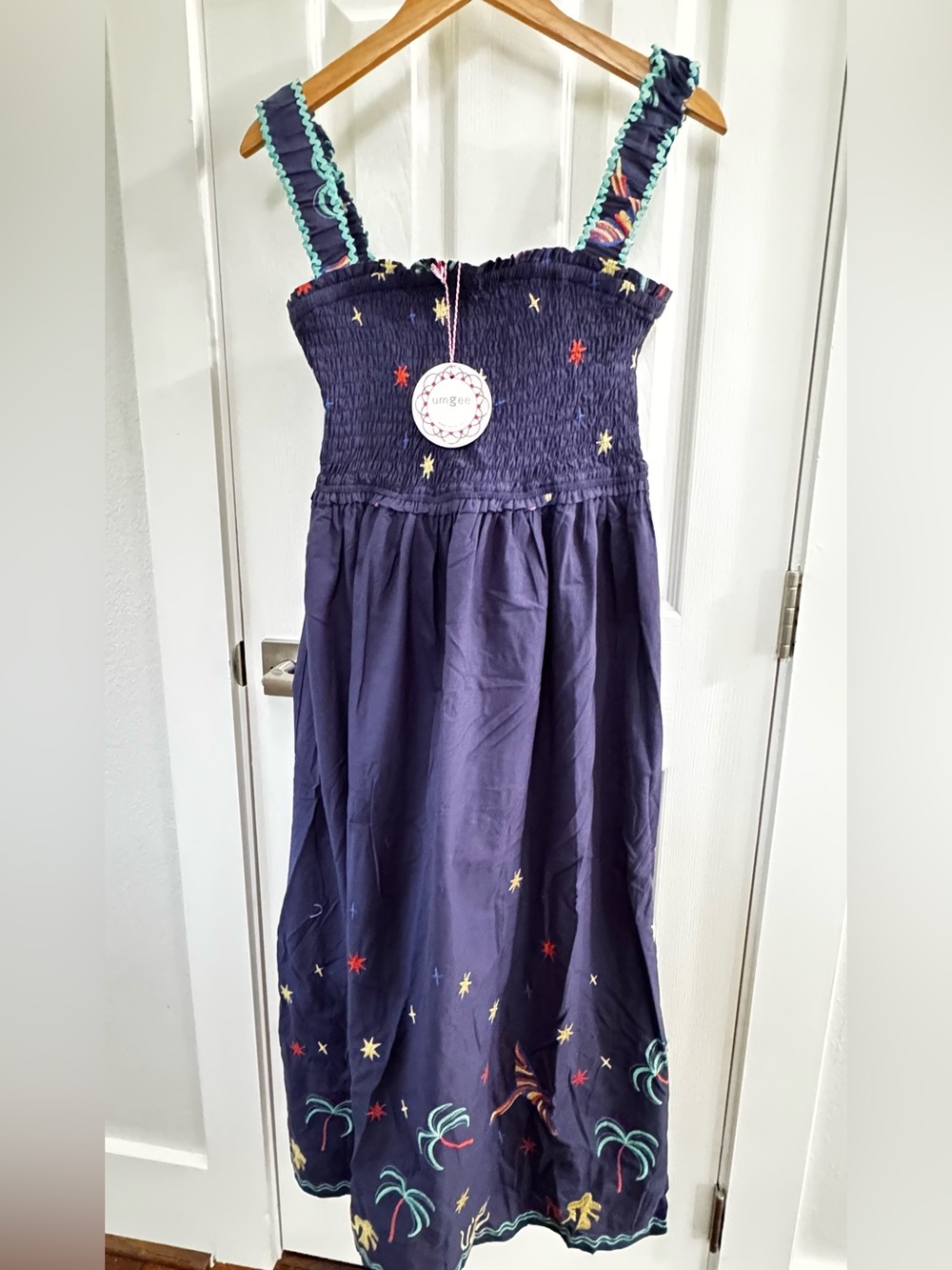 Umgee Women Navy Embroidered Sundress - Star & Palm Detail